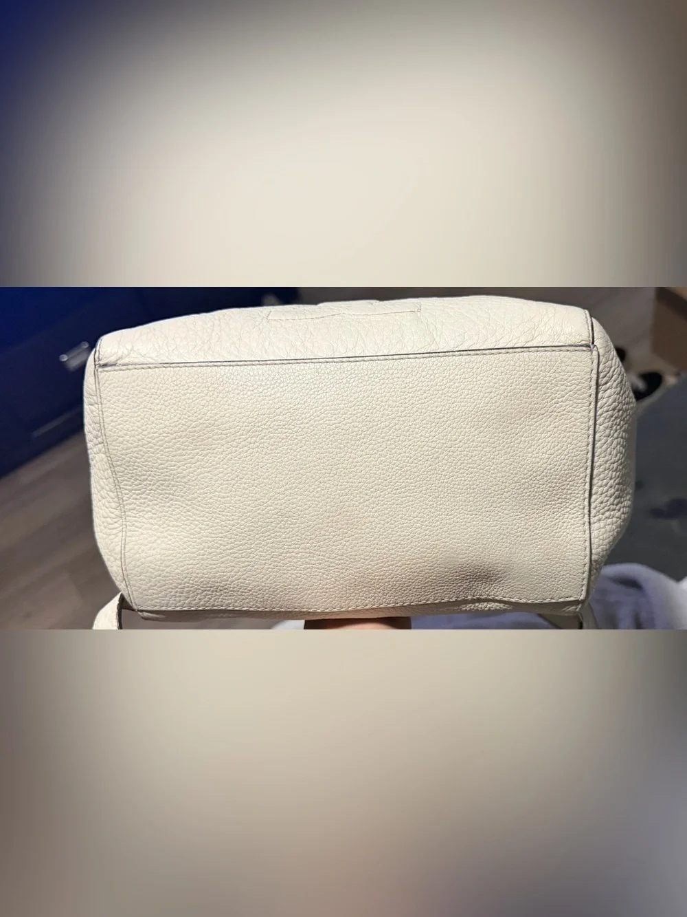 Tory Burch Cream Pebbled Leather Backpack with Embossed Logo